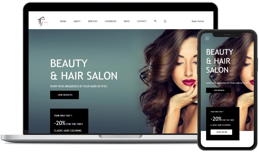 Beauty Salon Mockup on Laptop and Phone Screens